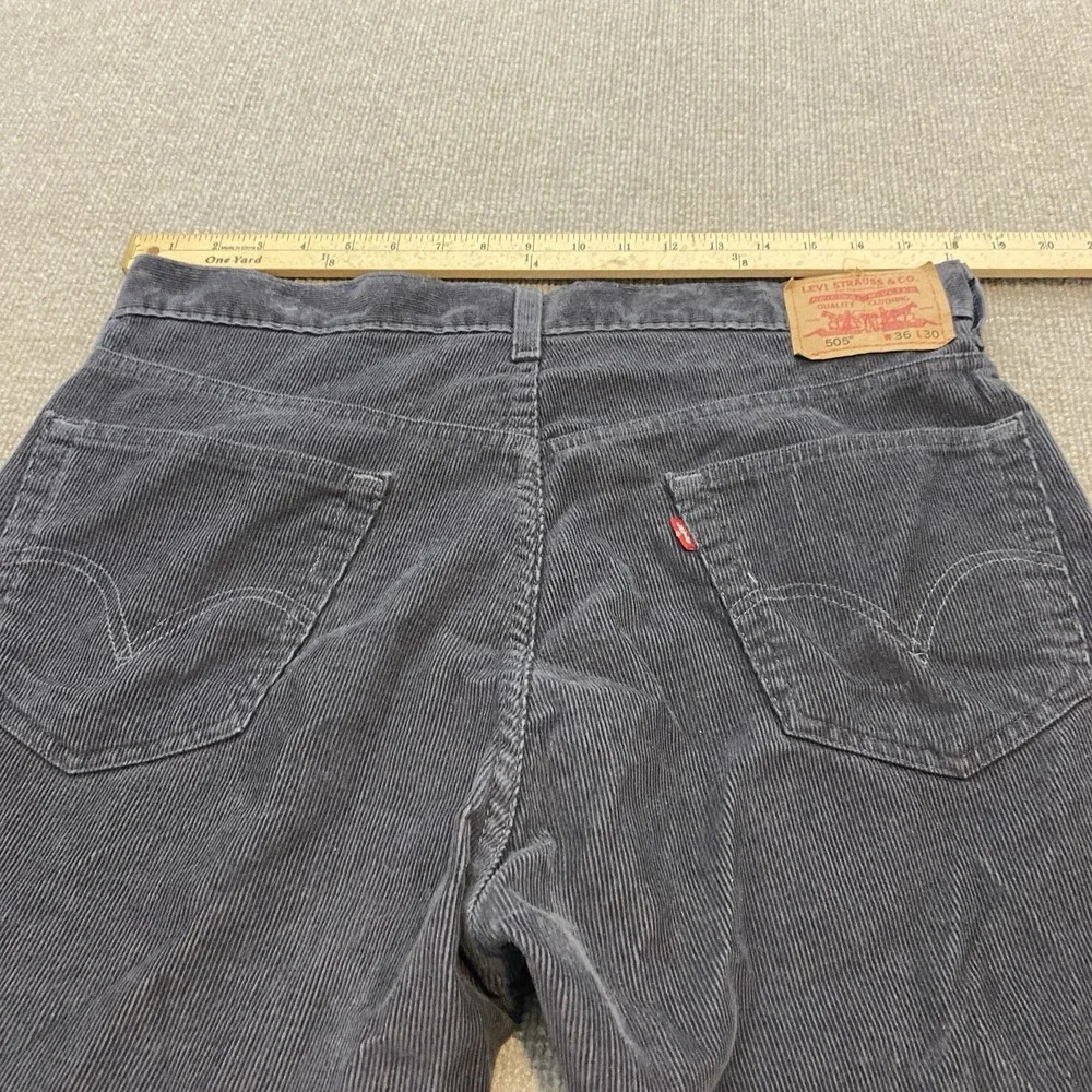 Vintage Levis 505 Corduroy Pants Mens 36x30 Gray Straight Leg 5 Pocket Baggy 90s